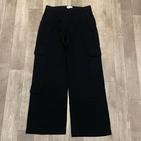 Womens NWOT‎ H&M Cargo Wide Leg Black Lightweight Pants - Picture 1 of 7